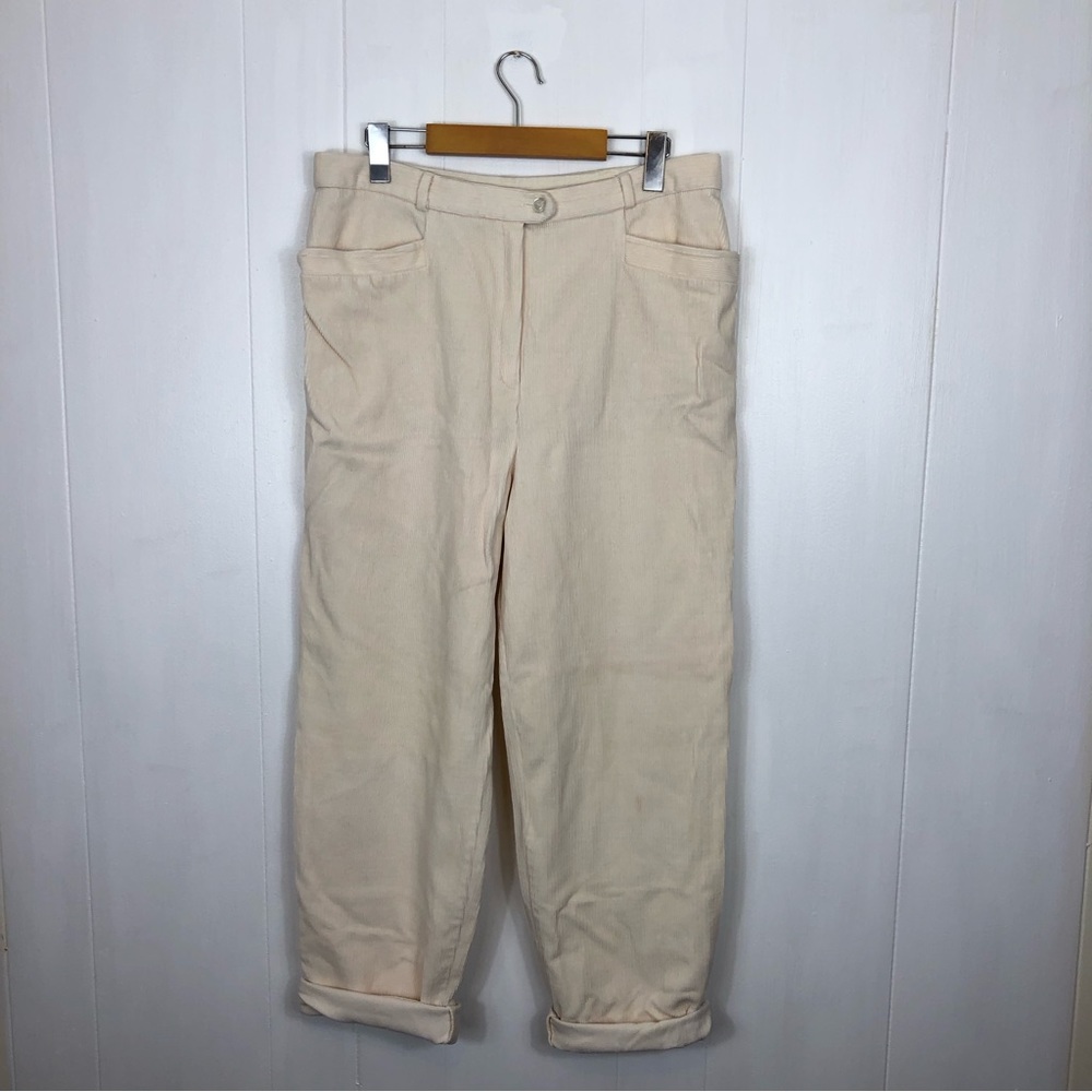 Vintage High Waisted Ivory Corduroy Trousers Sz‎ 32